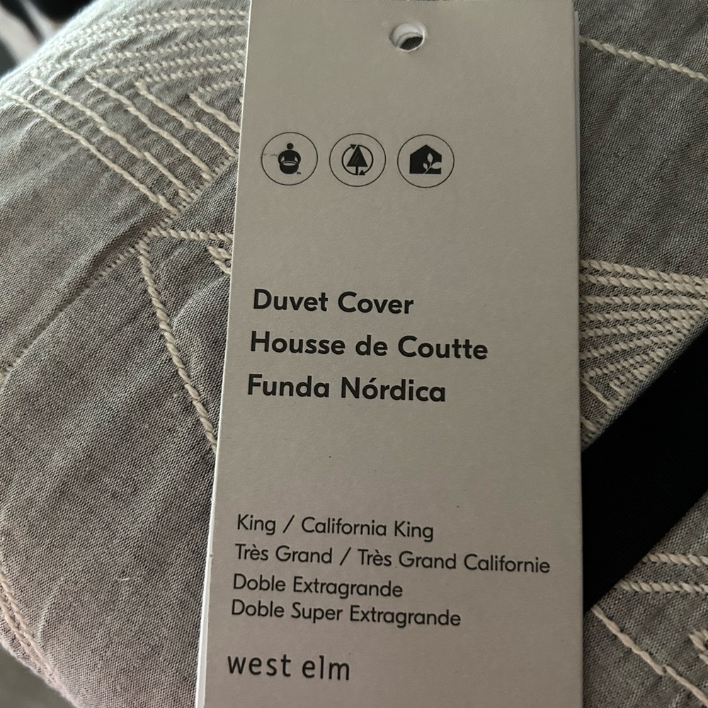 West Elm Gray Duvet Cover & Shams - King (duvet insert not included) - Picture 4 of 5